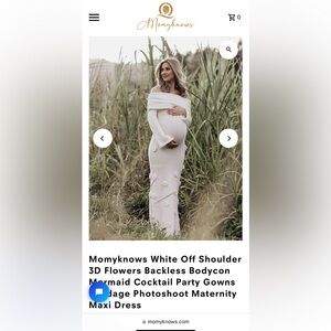 Momyknows White Off Flowers Backless Bodycon Mermaid Maternity Dress